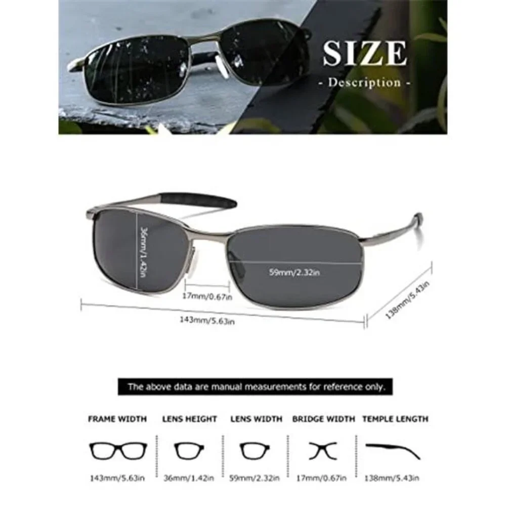Polarized Sunglasses For Men Rectangle Metal Frame Retro Sun Glasses AE0395